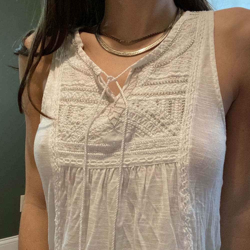 White embroidered tank top